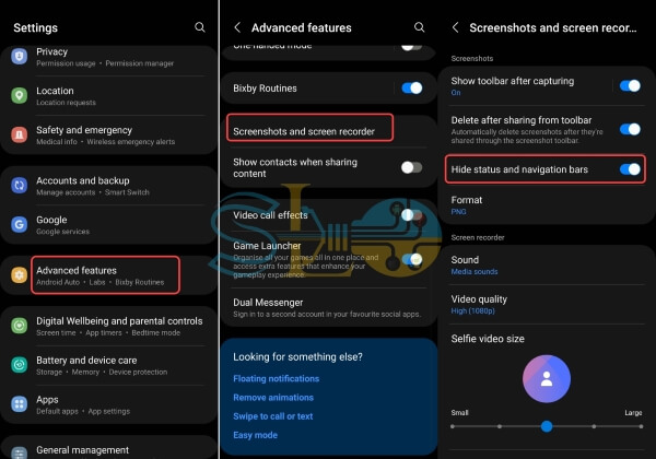 How to Hide Status & navigation bars on Samsung when taking screenshot