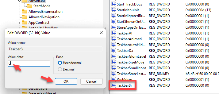 How to Make Windows 11 Taskbar Smaller using Registry Editor App